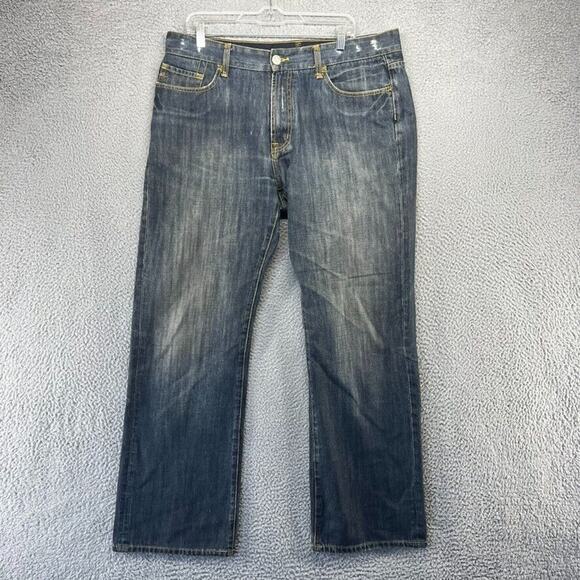Seven Jeans Men's 34 Blue Denim Premium Stretch Bootcut Baggy Fits 37x32 Y2K - Picture 1 of 14
